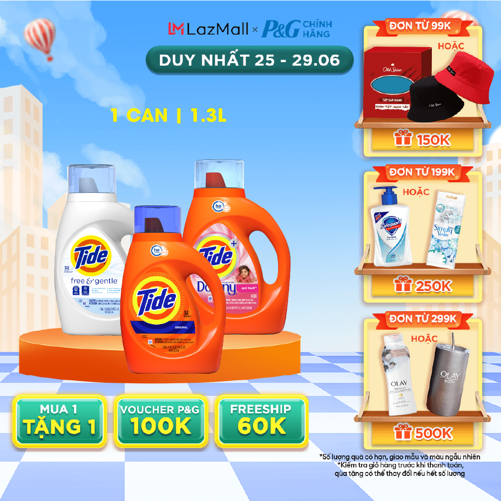 [MUA 1 TẶNG 1 QUÀ] Nước Giặt Cao Cấp TIDE Nhiều Mùi Hương 1.3L - Nhập Khẩu Mỹ