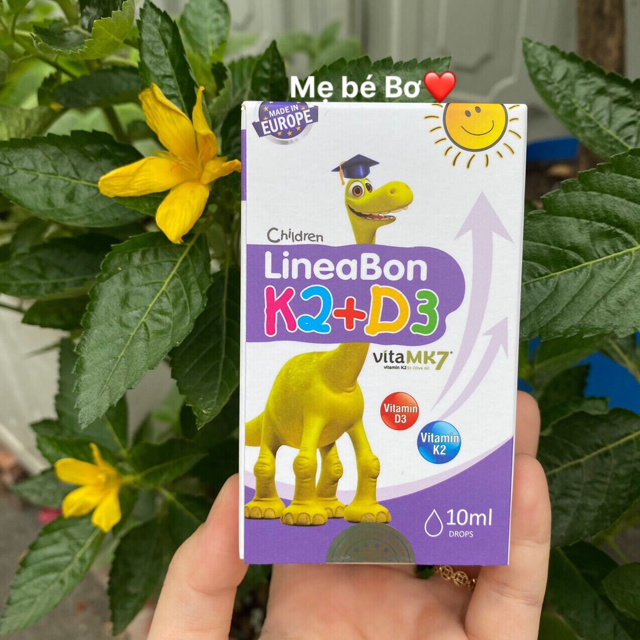 Lineabon K2 + D3, Vitamin D3 K2 Lineabon cho bé 10ml, hàng chính hãng công ty date mới