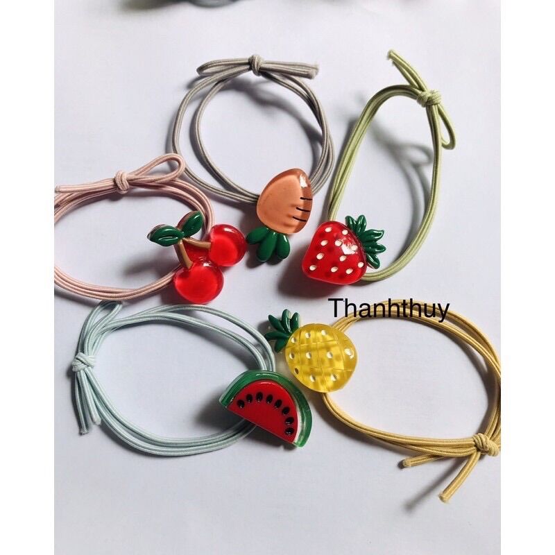 💥Xả hàng Set- 10 dây cột tóc Hình Trái cây bóng (hình Thật)