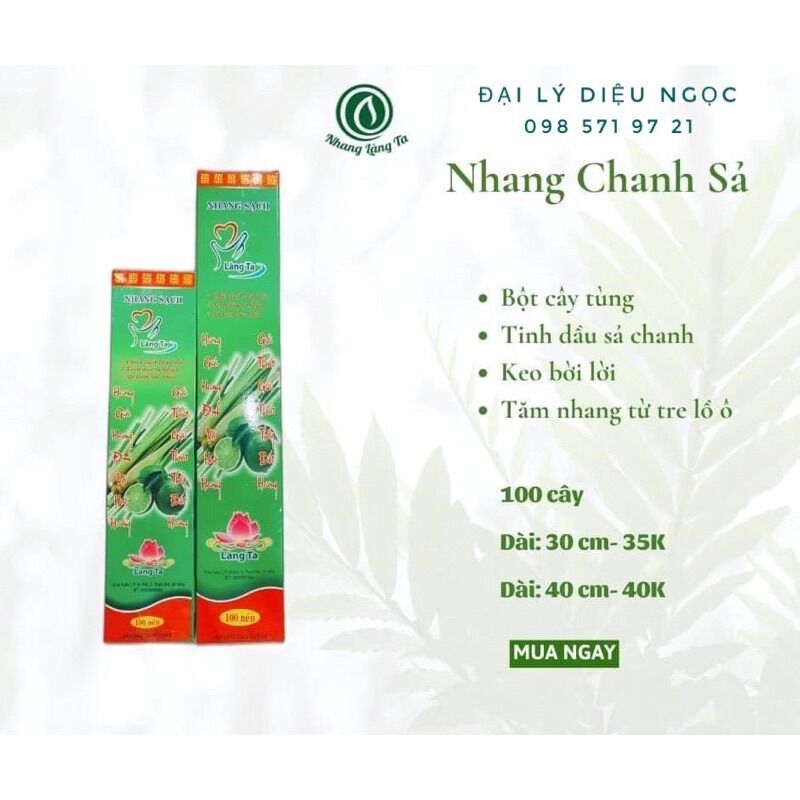 Nhang Chanh Sả Làng Ta 100 nén dài 30cm