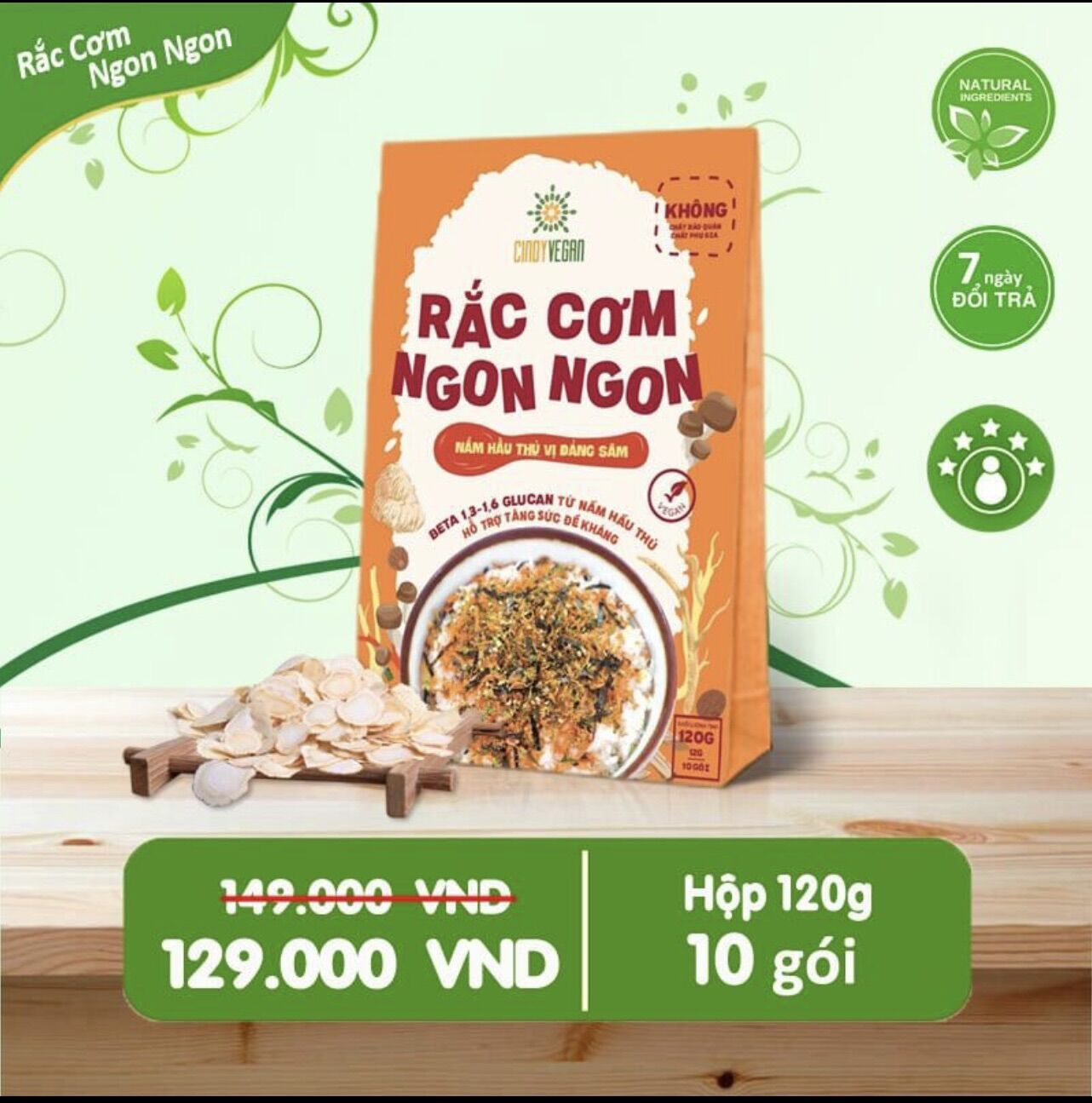 RẮC CƠM NGON NGON CINDY VEGAN RA MẮT 4 VỊ