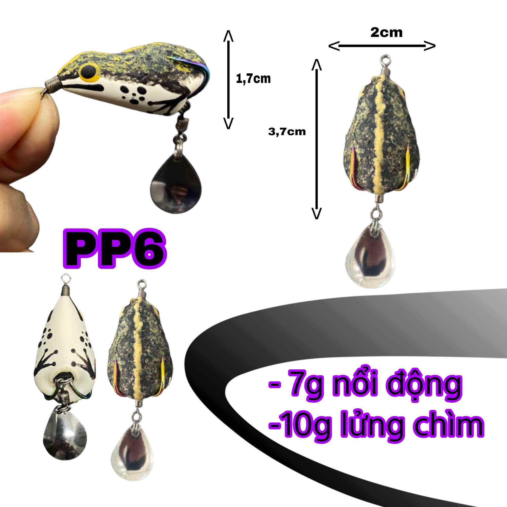 Nhái hơi mồi câu lure PIHACA P6 mồi giả câu lure cá lóc giá rẻ có mồi nổi và lửng mini  chính hãngu