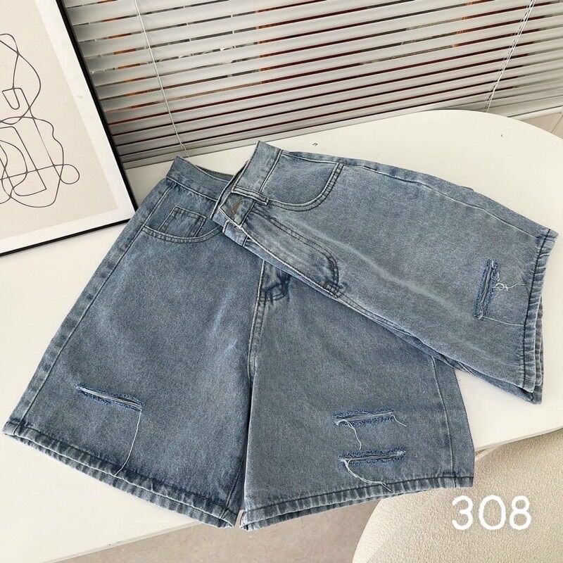 Quần Jeans Ngố Túi Nắp Lai Cuốn