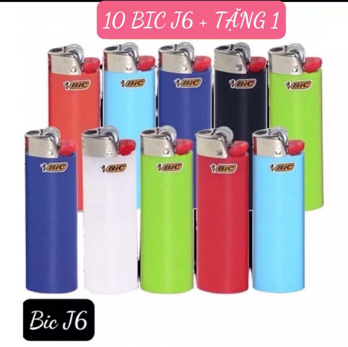 Combo (10cái tặng 1) Quẹt Bic J6 size to chính hãng ( Bật Bic J6 sz to và Bic J3 size trung)