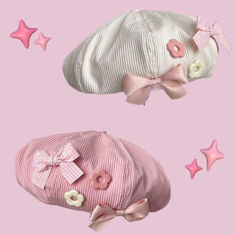 Mũ Nồi Beret Phối Nơ Thời Trang Có Sẵn