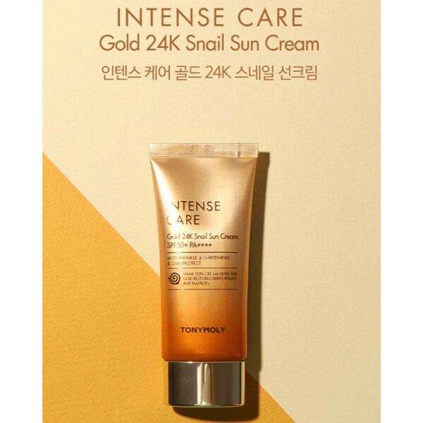 Kem Chống Nắng Dưỡng Da Ốc Sên Vàng 24K Tonymoly Intense Care Gold 24K Snail Sun Cream Spf50+ Pa++++