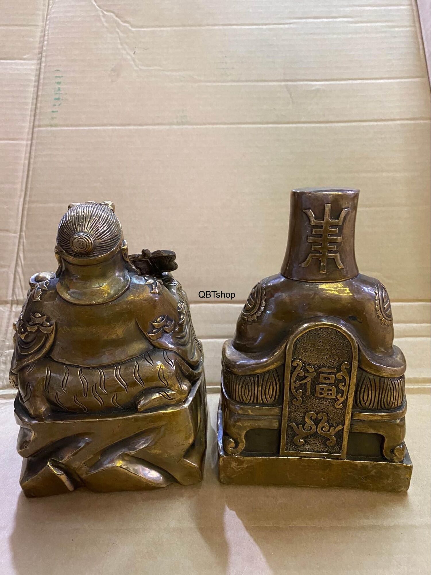 Bộ Thần Tài Thổ Địa cao 18cm bằng đồng phong thuỷ