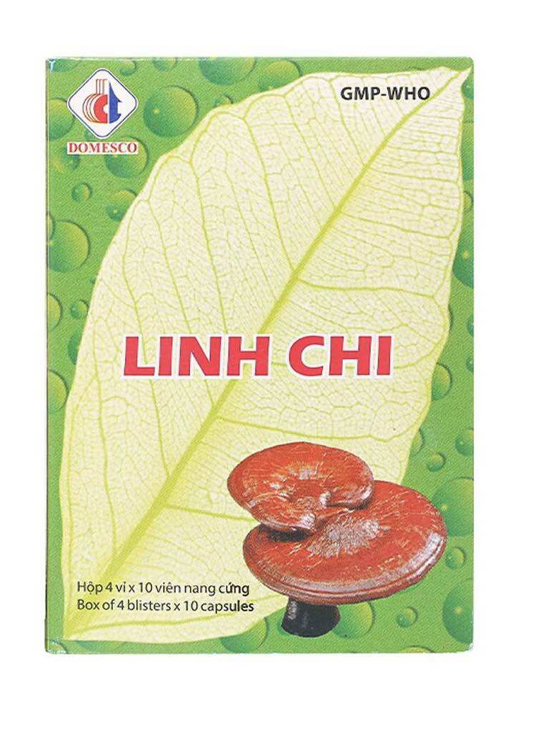 Viên nang Linh Chi Domesco hỗ trợ tăng cholesterol máu,suy nhược thần kinh, tăng miễn dịch (4 vỉ x 10 viên)
