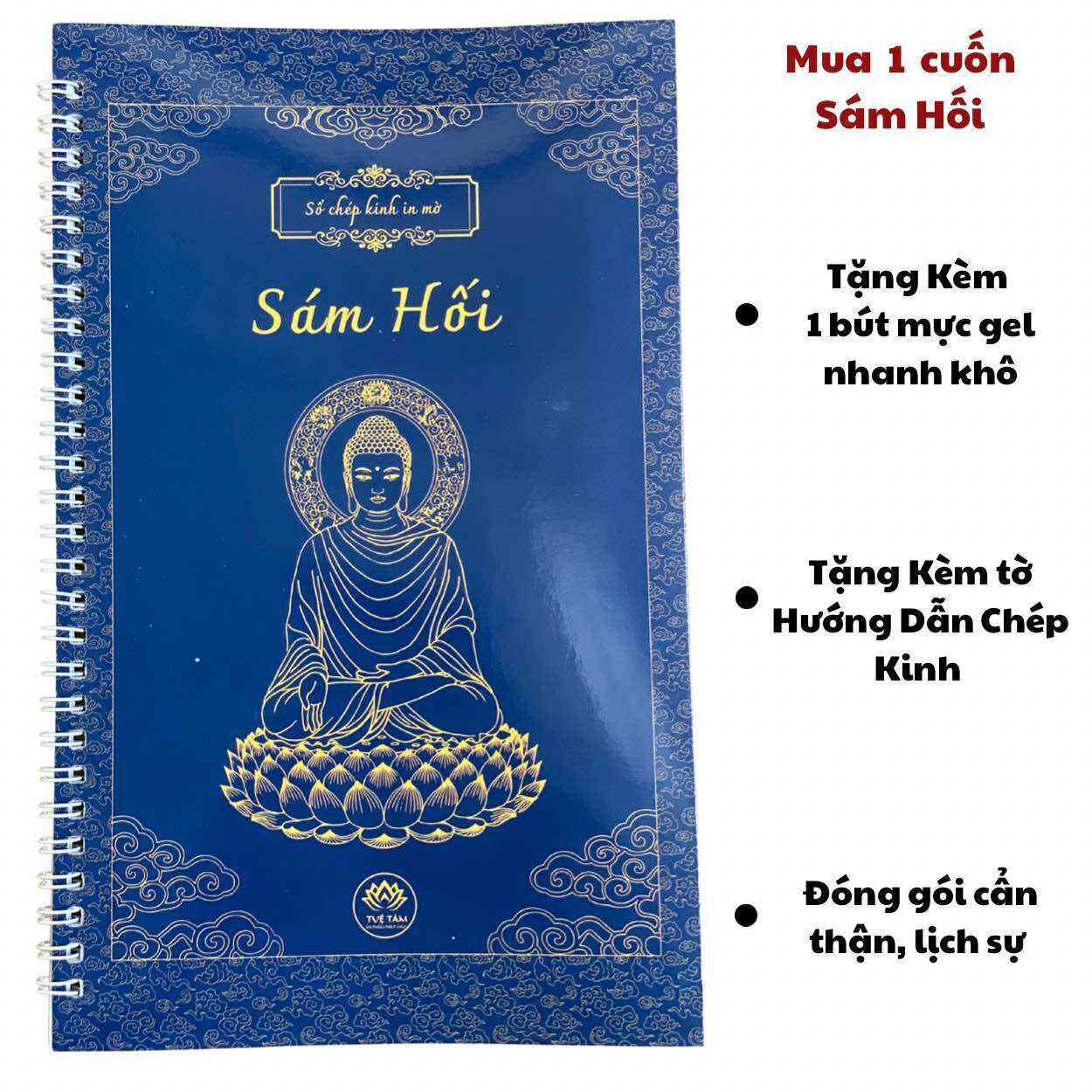 Sổ tay chép kinh in mờ Kinh Sám Hối giấy đẹp bìa dày