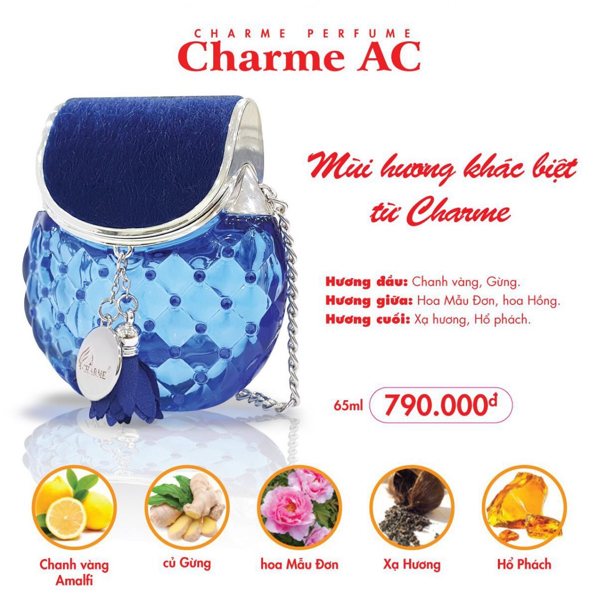 Nước hoa nữ AC màu xanh 65ml ( chai lớn )