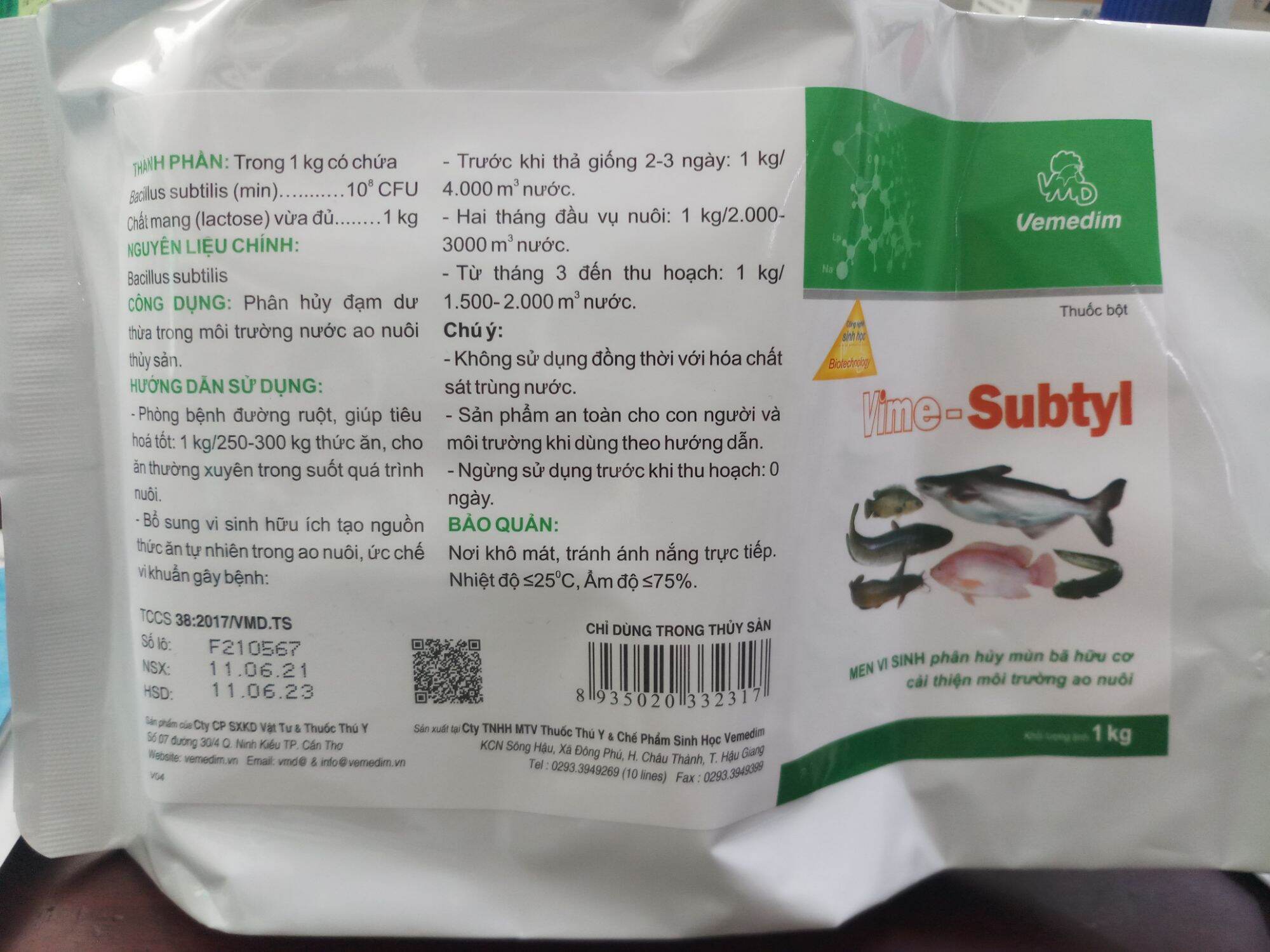 Vime subtyl 1kg phân hủy mùn bã trong ao nuôi