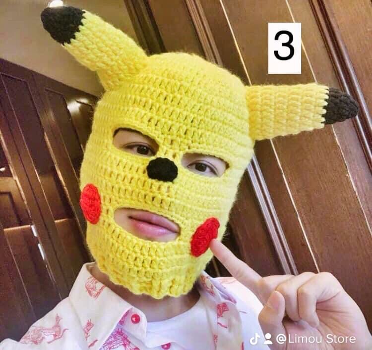 Mũ len chùm đầu pikachu