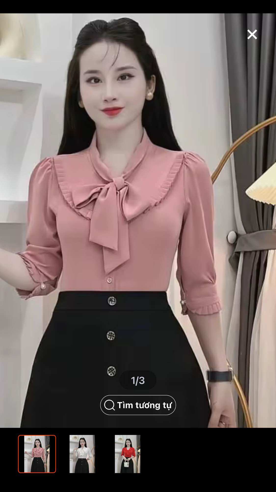 Áo công sở cổ nơ full size 856