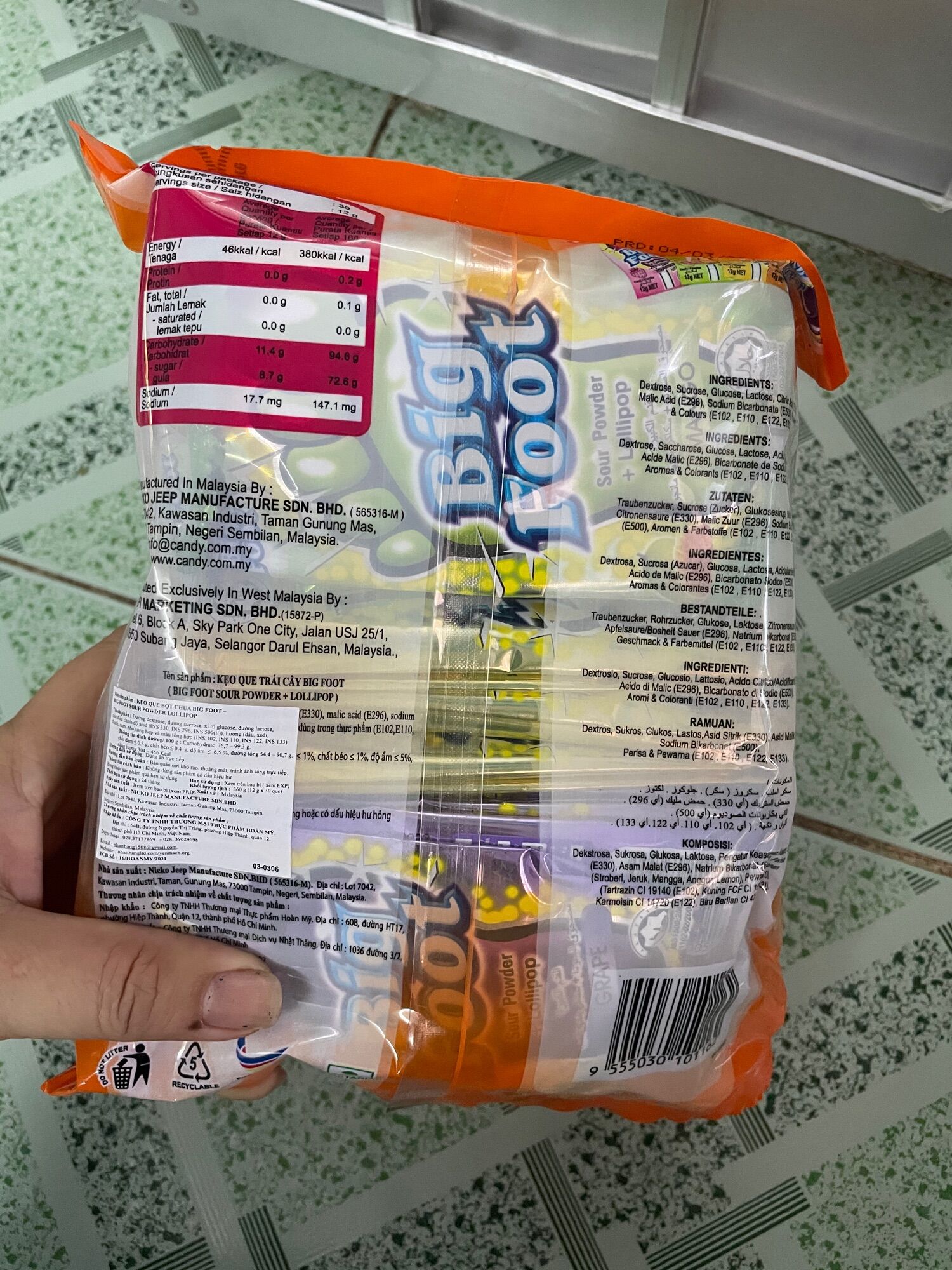 Bịch 30 que kẹo mút Bàn Chân BigFoot