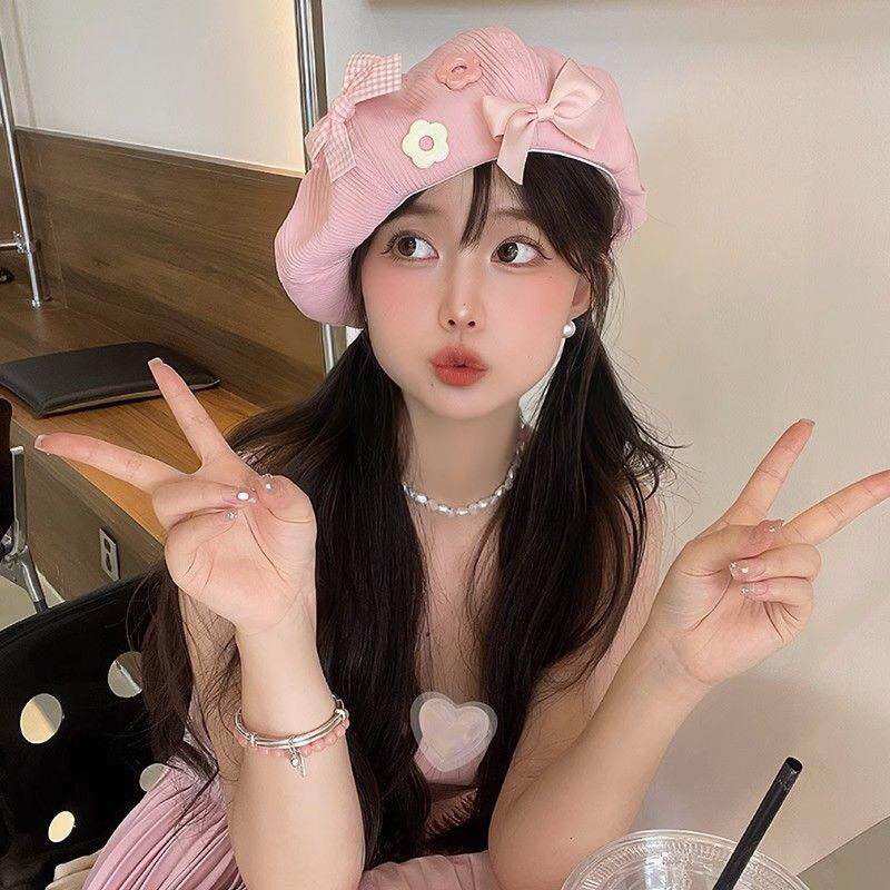 Mũ Nồi Beret Phối Nơ Thời Trang Có Sẵn