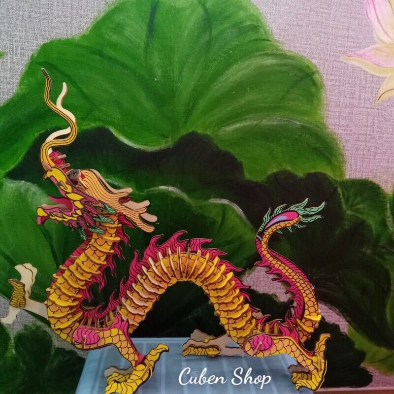 Đồ chơi lắp ráp 3D gỗ - Mô hình rồng vàng khủng long đại bàng