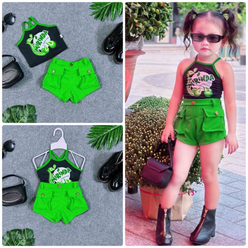 Set áo thun fanta và sprite siêu cưng quần túi hộp bé gái