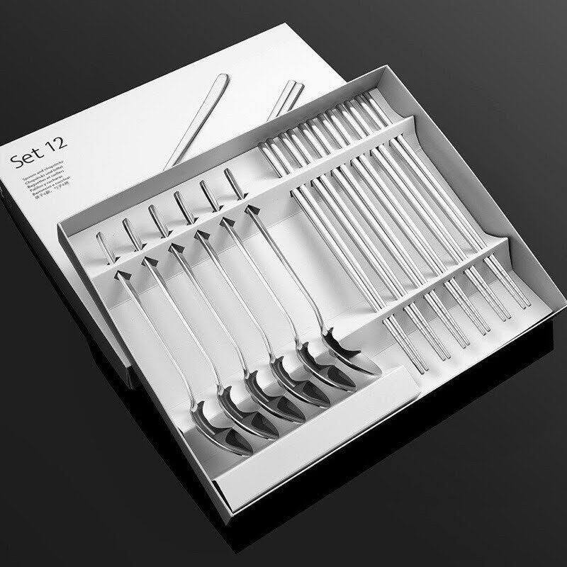 Bộ thìa đũa set 12 cái hàng chính hãng inox cao cấp