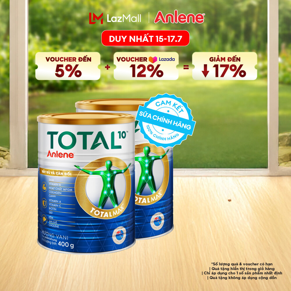 [Voucher giảm đến 26%]Combo 2 Sữa Bột Bổ Sung Dinh Dưỡng Anlene Total 10 Lon 400G