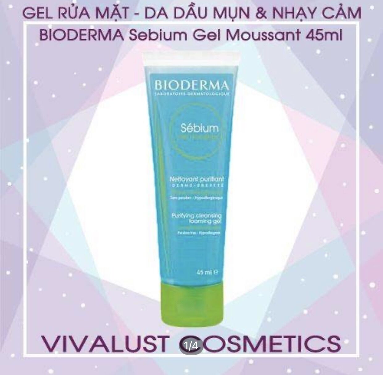 Gel Rửa Mặt BIODERMA Sebium Gel Moussant 45ml - Dành Cho Da Dầu Mụn & Nhạy Cảm