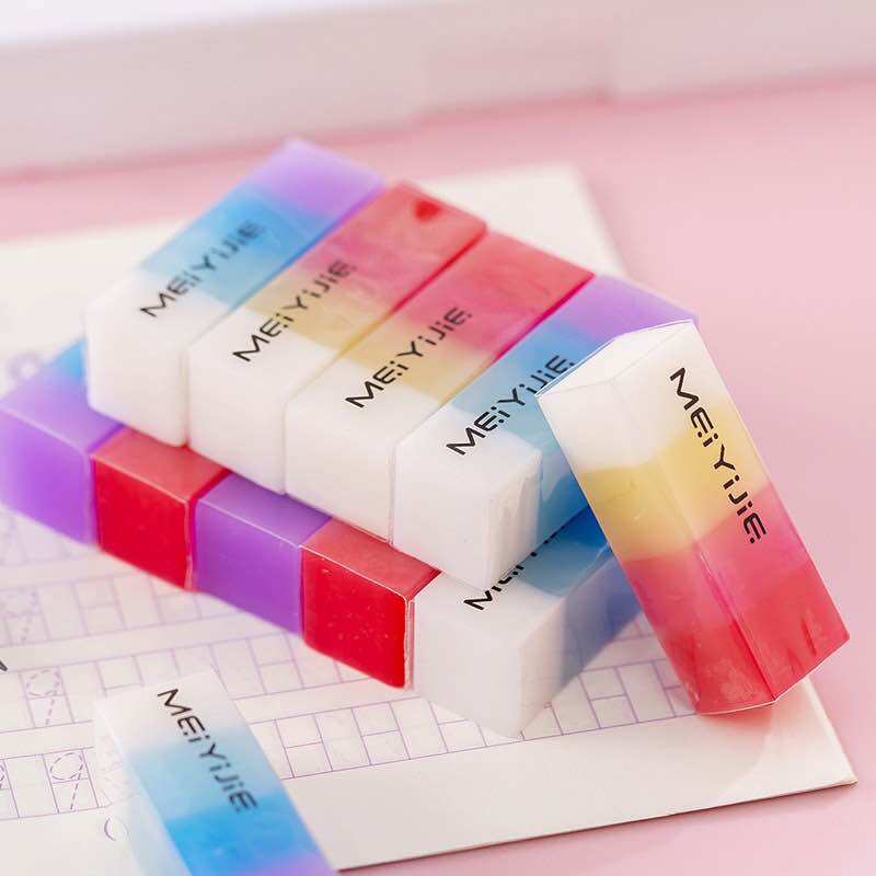 Combo 3 cục gôm tẩy bút chì 7 sắc cầu vồng