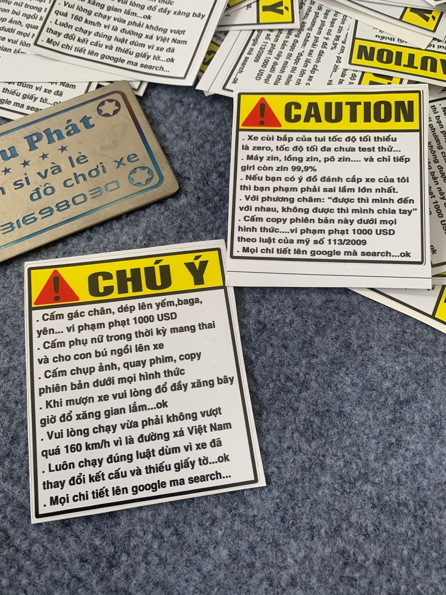 Tem decal Chú ý_Caution giá 2 Tấm