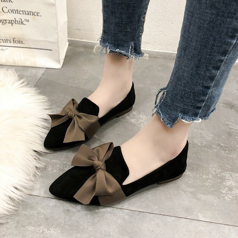 Giầy sục Nhung thắt nơ nâu Thiên An