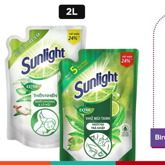 Nước rửa chén Sunlight thiên nhiên túi 2.1 kg