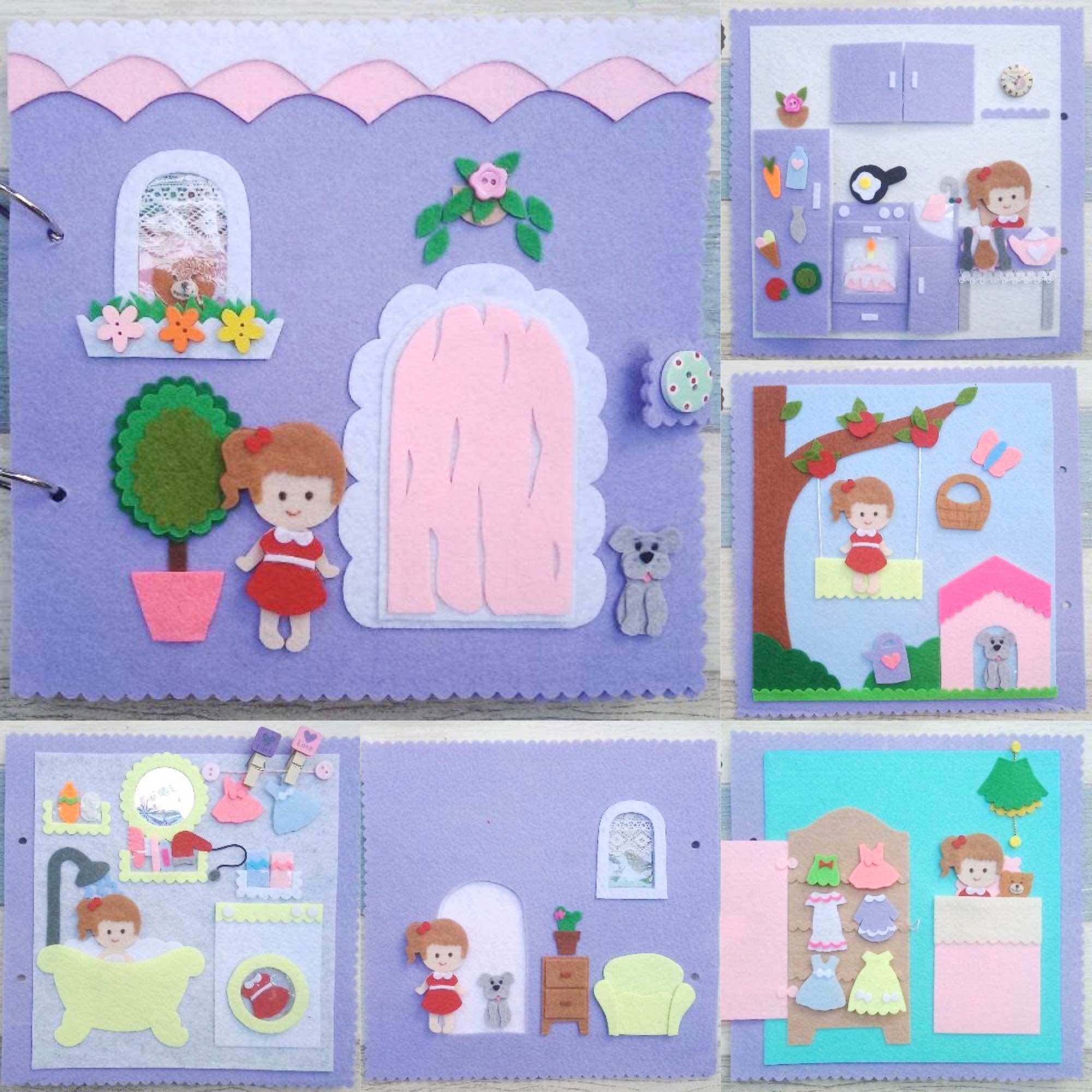 Sách vải Nhà búp bê (Hình thật 100%) - Đồ chơi sách vải Handmade cho bé - Sách vải Búp bê - Đồ chơi Nhà Búp bê Mini