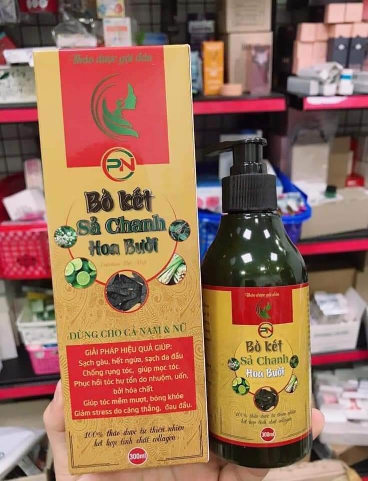 Dầu gội bồ kết sả chanh hoa bưởi 300ml - Dầu gội bồ kết xả chanh hoa bưởi