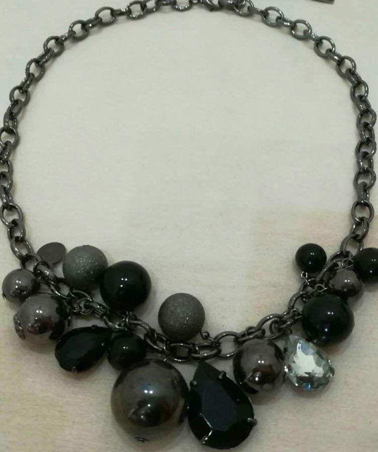 Vòng cổ nữ mặt trái châu kim tuyến tráng gương thời trang cao cấp Nhật Bản