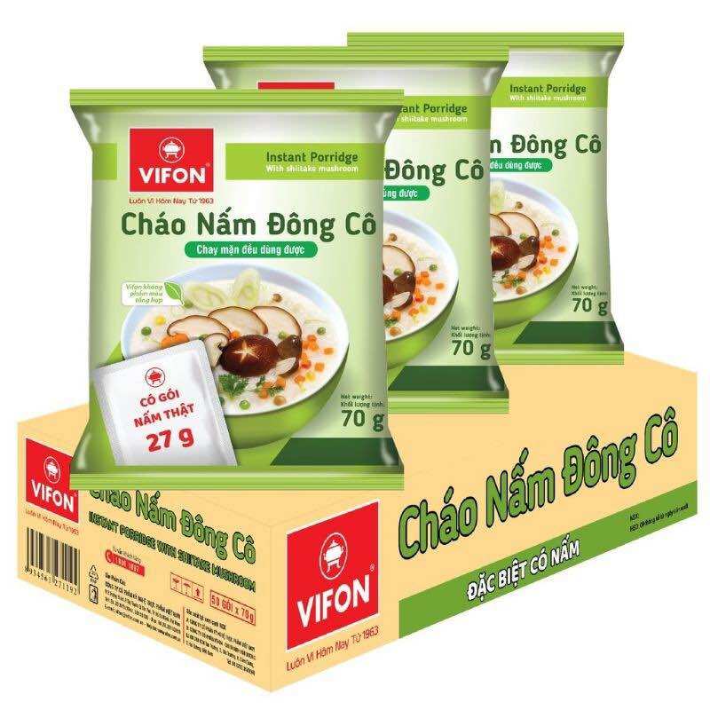 Thùng cháo nấm đông cô Vifon 50 gói 70g có gói nấm thật 27g