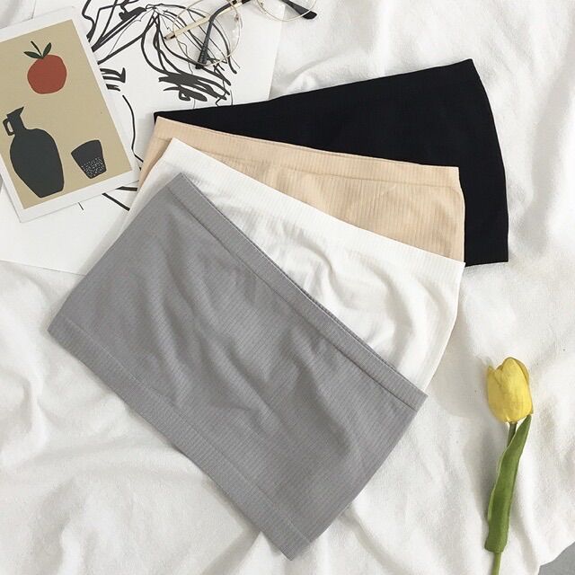 Áo ống trơn đen trắng