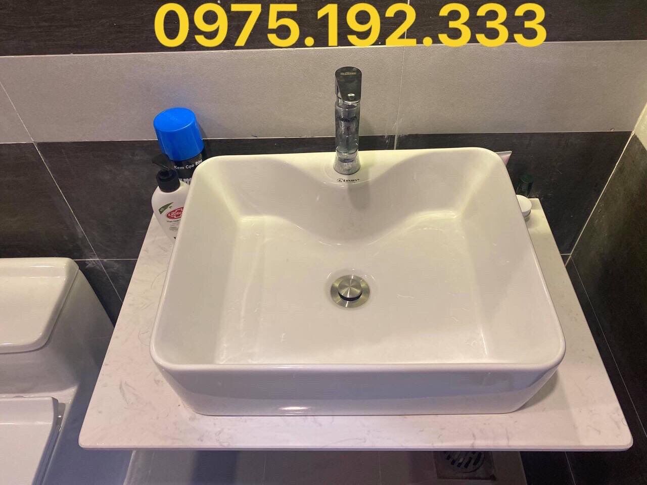 Chậu lavabo sứ rửa mặt cao cấp Mission ( loại chữ nhật đặt bàn)