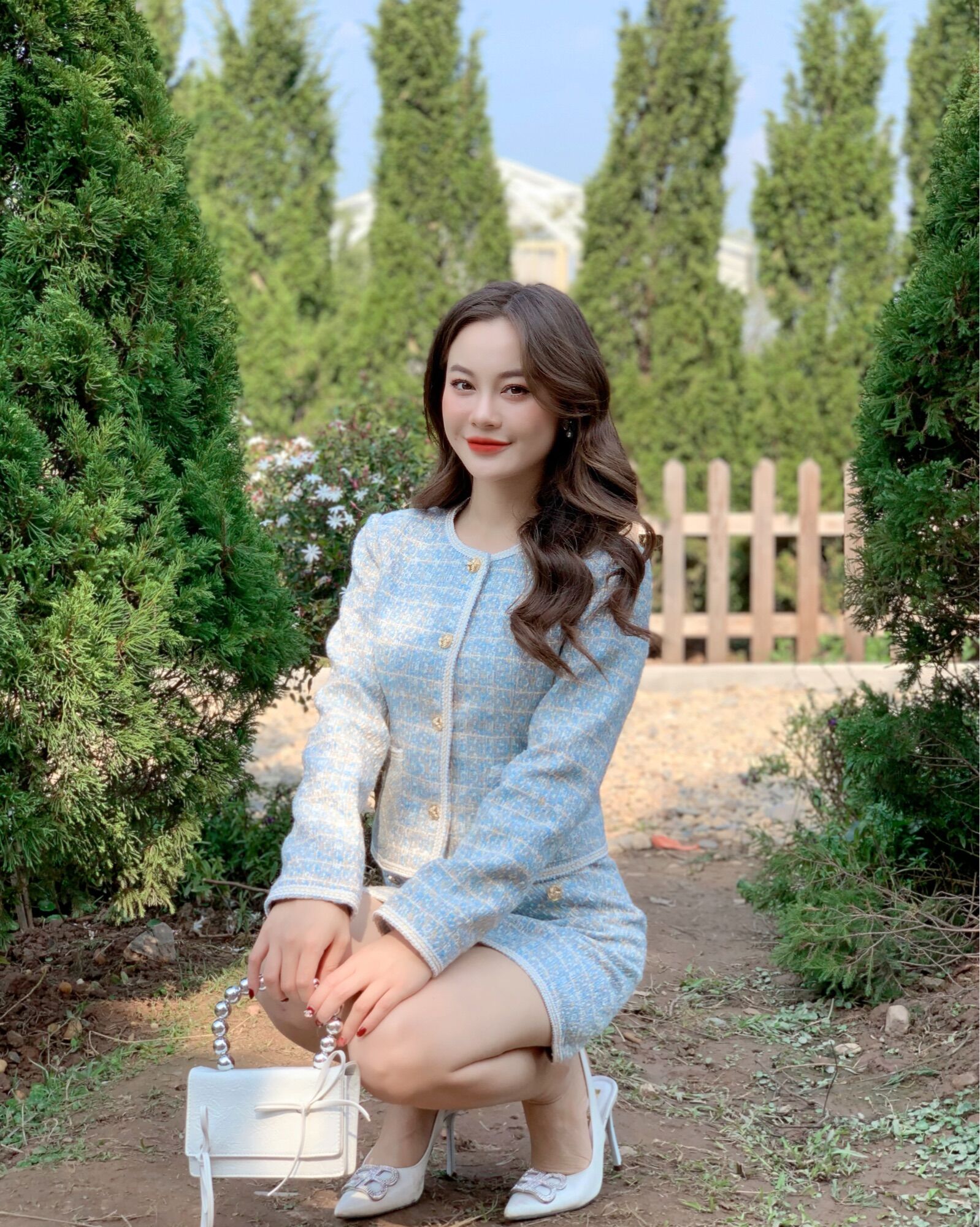SET Dạ tweed màu Xanh Ngọc