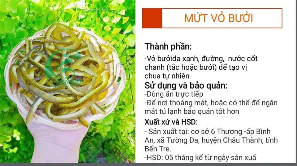 Mứt Vỏ  Bưởi  Sấy Dẻo Dạng Sợi Vị Chua Ngọt Không Đắng