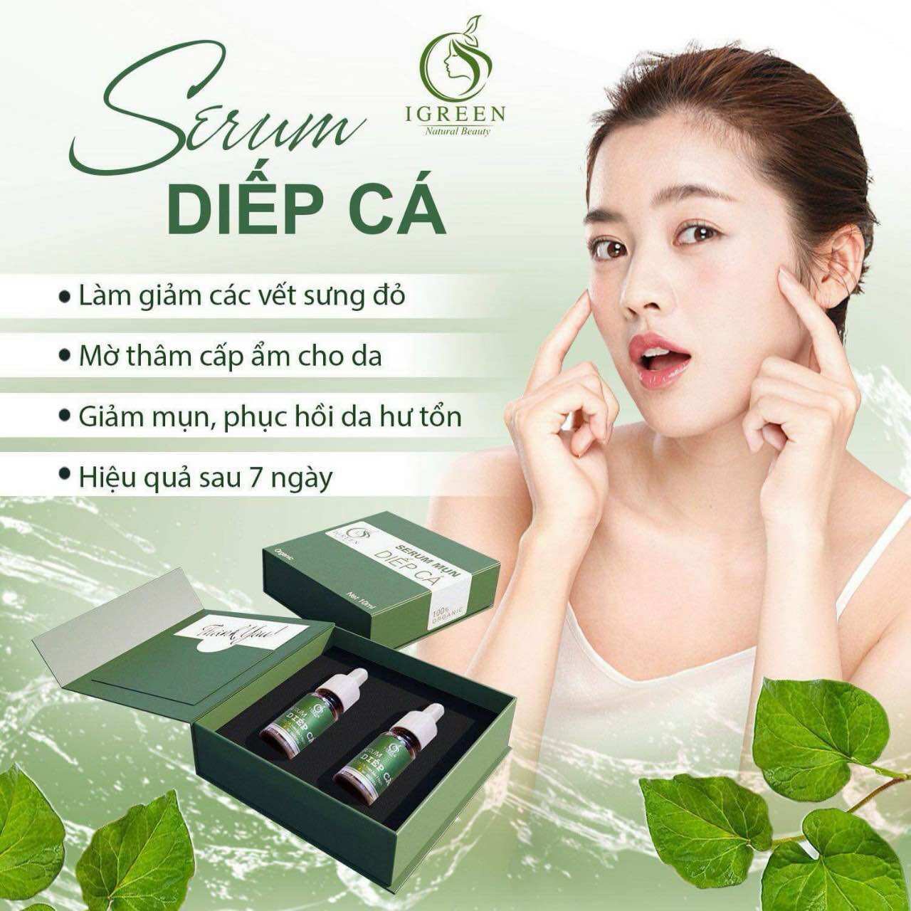 SERUM DIẾP CÁ GIẢM MỤN, THÂM, SE KHÍT LỖ CHÂN LÔNG - IGREEN