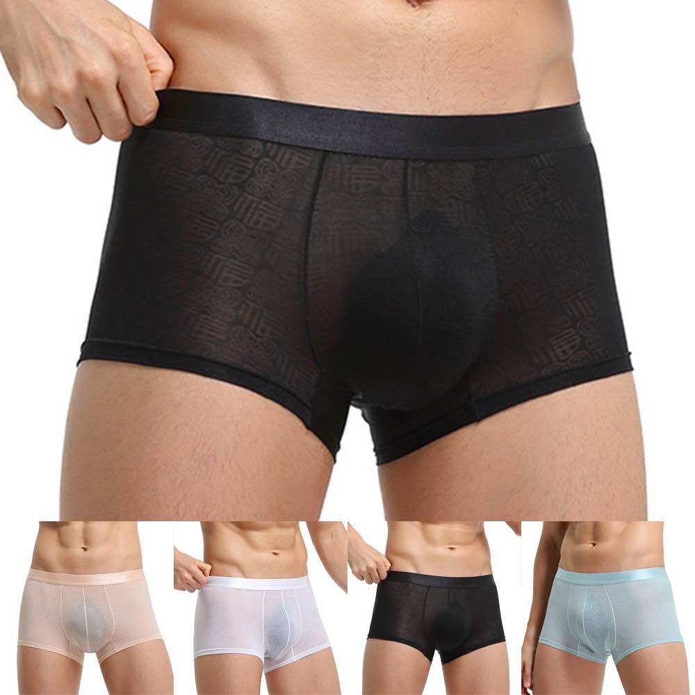 Quần lót nam boxer vải thun lụa mềm mát hoạ tiết size 2XL ( cở XL mặc vừa )