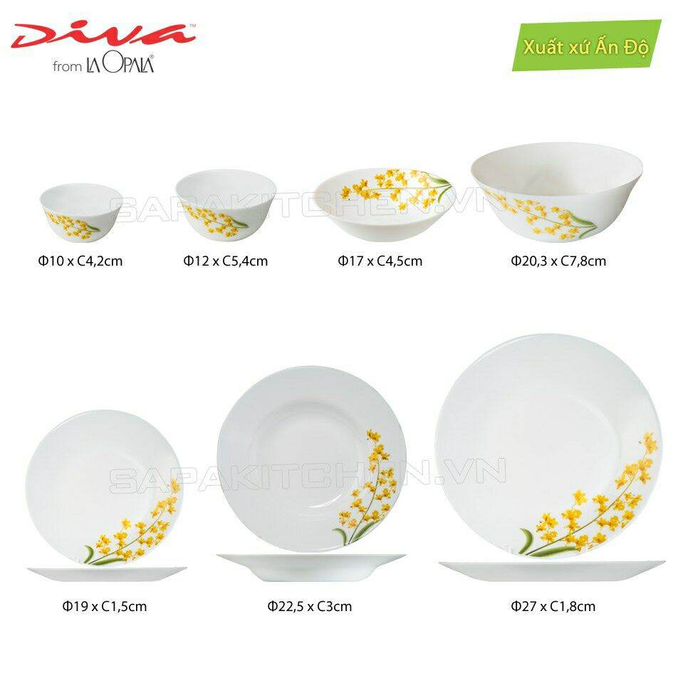 Chén chấm thủy tinh 100 Diva Ivory Y.G (La Opala)