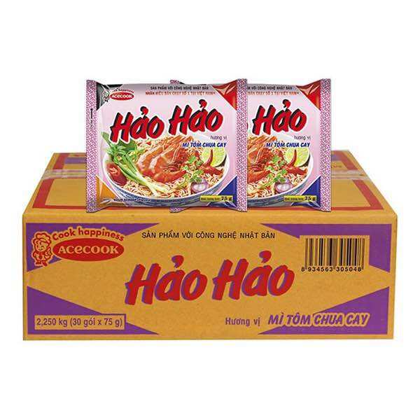Thùng 30 gói mì hảo hảo chua cay gói 75gr