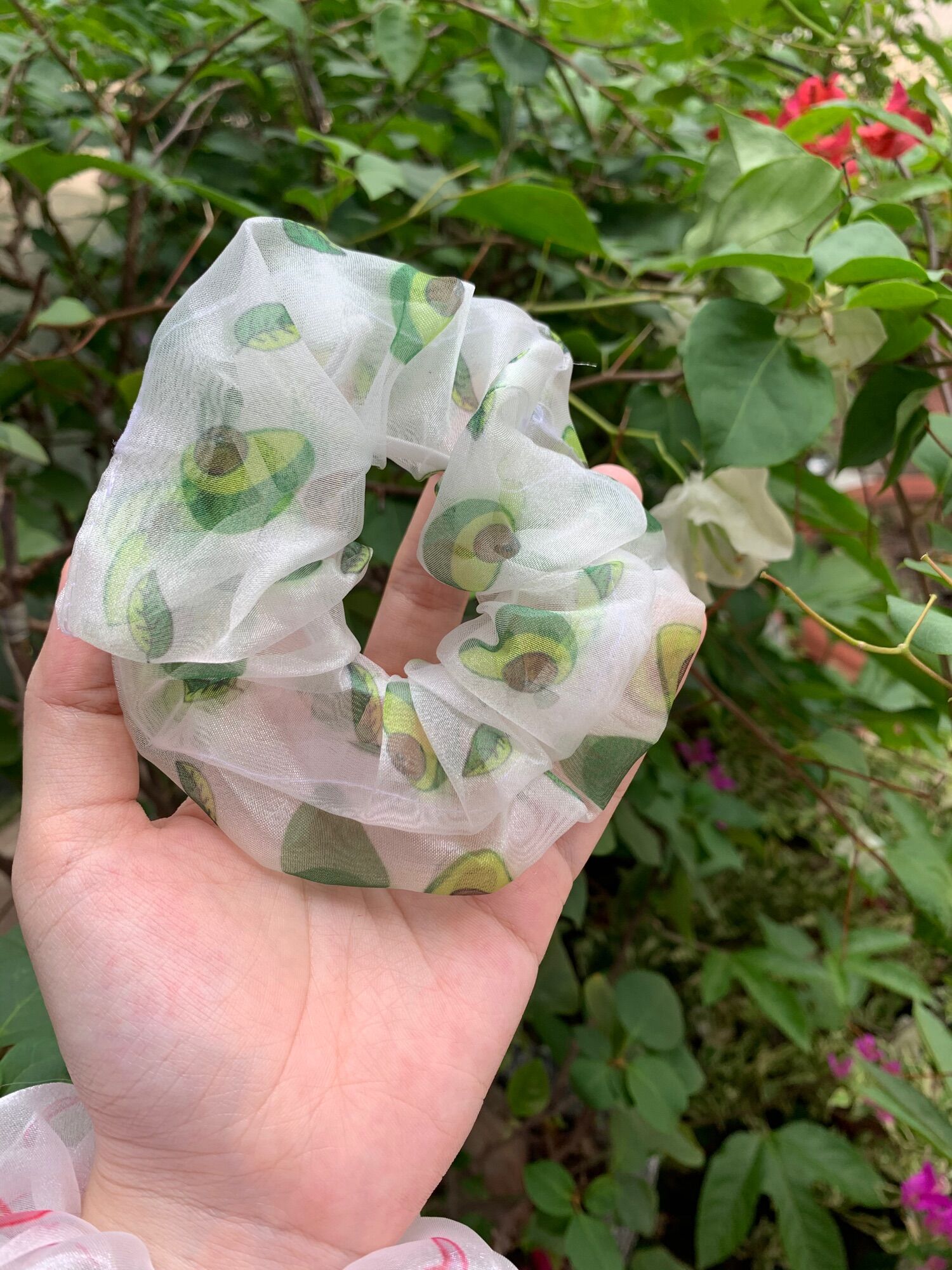 Dây cột tóc scrunchies quả bơ dễ thương
