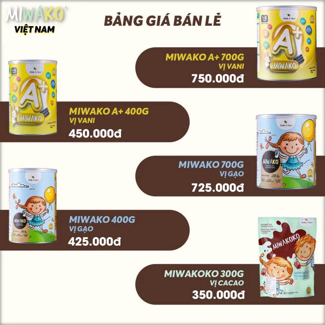 Sữa Miwako vị  gạo 400g