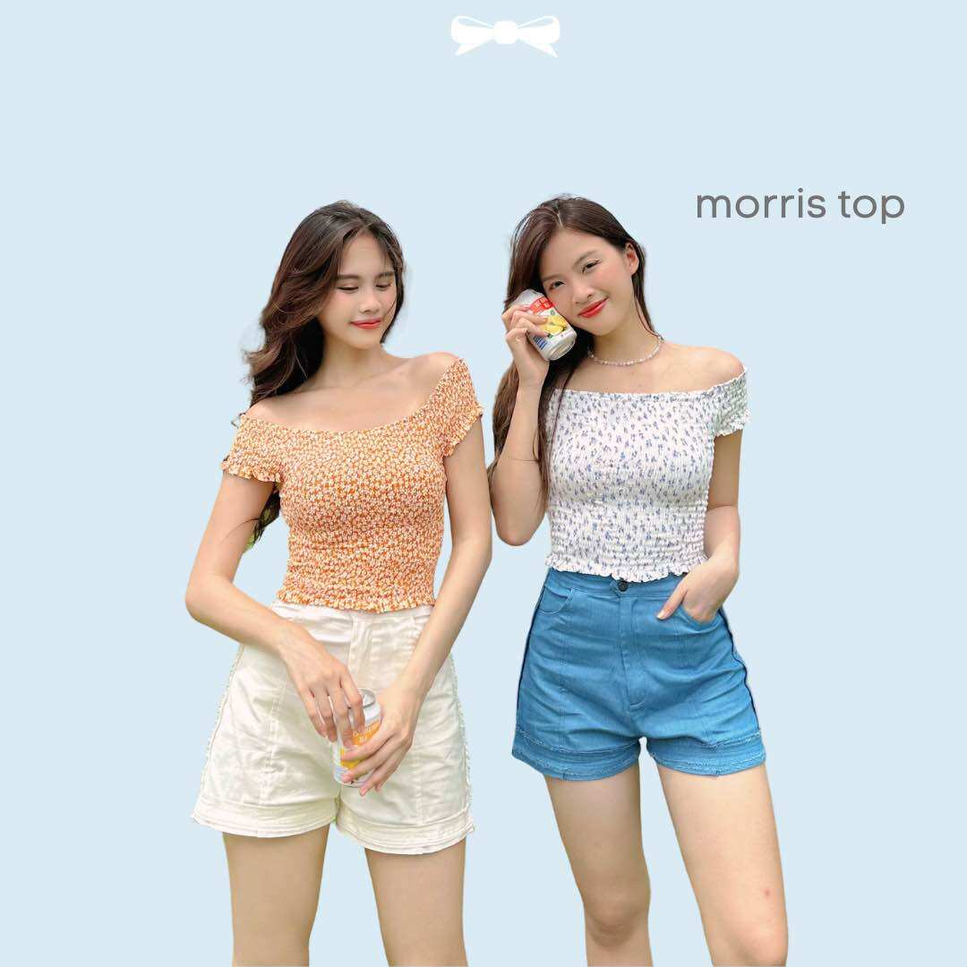 Soda pop - morris top - áo trễ vai hoạ tiết hoa