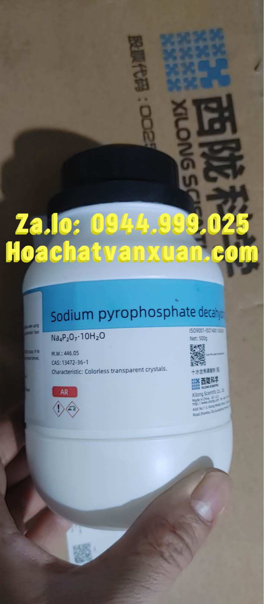 Hoá chất sodium pyrophosphate decahydrate tspp cas 13472-36-1 na4p2o7 lọ 500g hãng xilong