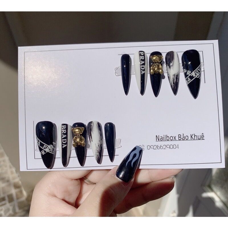 Nailbox mẫu nhọn đen trắng
