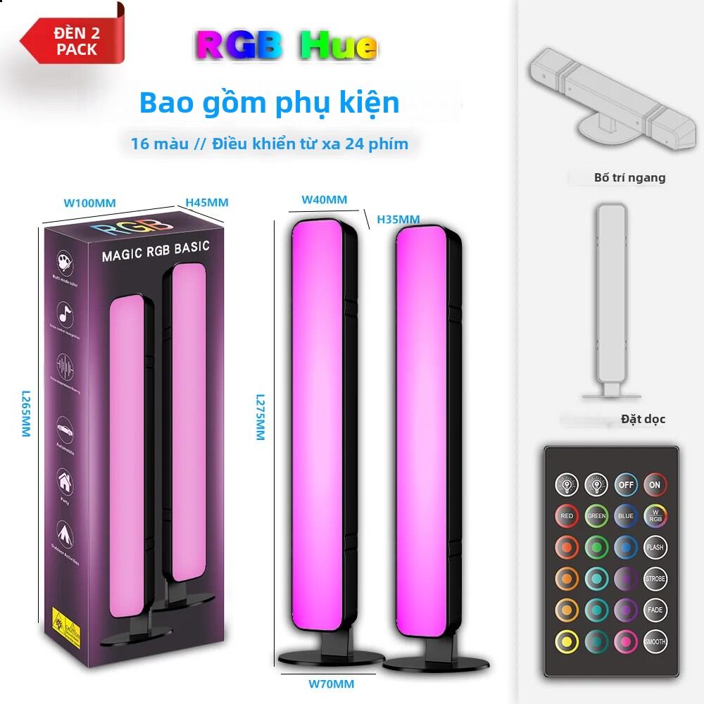 Đèn LED RGB Điều Khiển Bằng Giọng Nói Thay Đổi Màu Sắc Đèn Khí Quyển Thông Minh Điều Khiển Từ Xa Đa Chức Năng Trang Trí Máy Tính Để Bàn Đèn Bàn