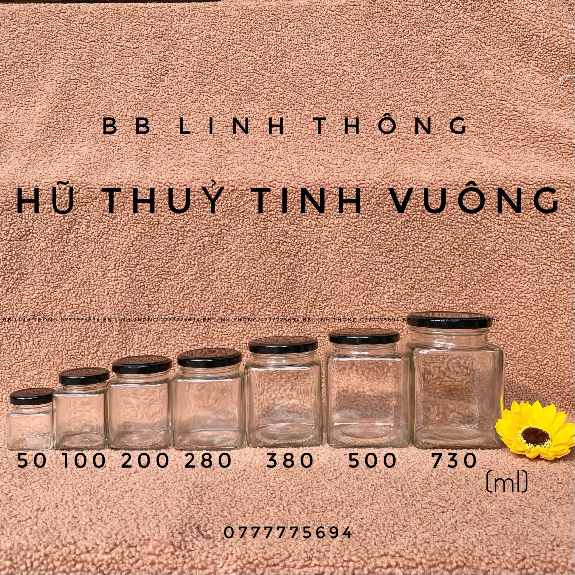 10 Hũ thuỷ tinh vuông nắp thiếc (vàng/đen) 280ml