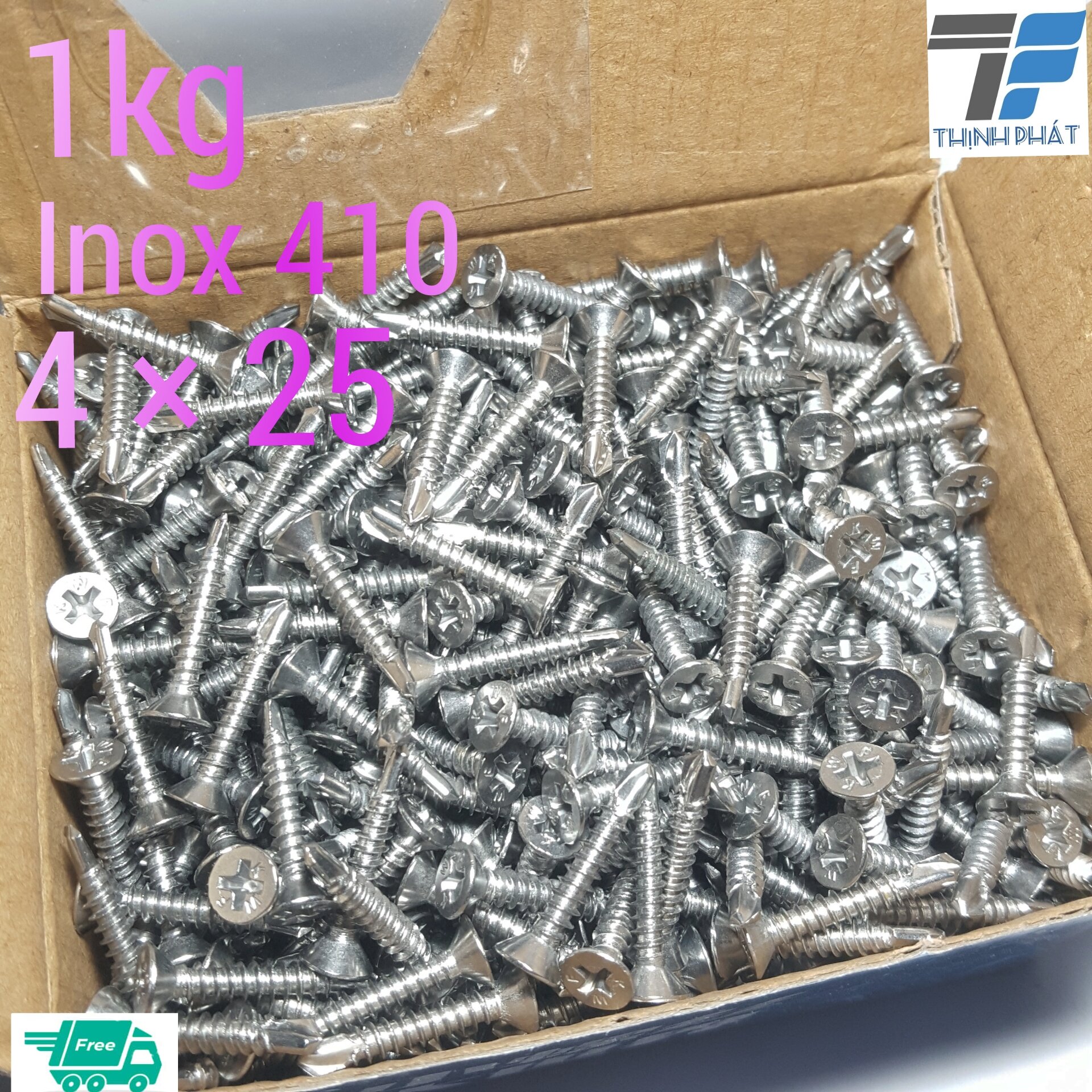 1 kg vít inox 410 tự khoan đầu bằng 4 *25