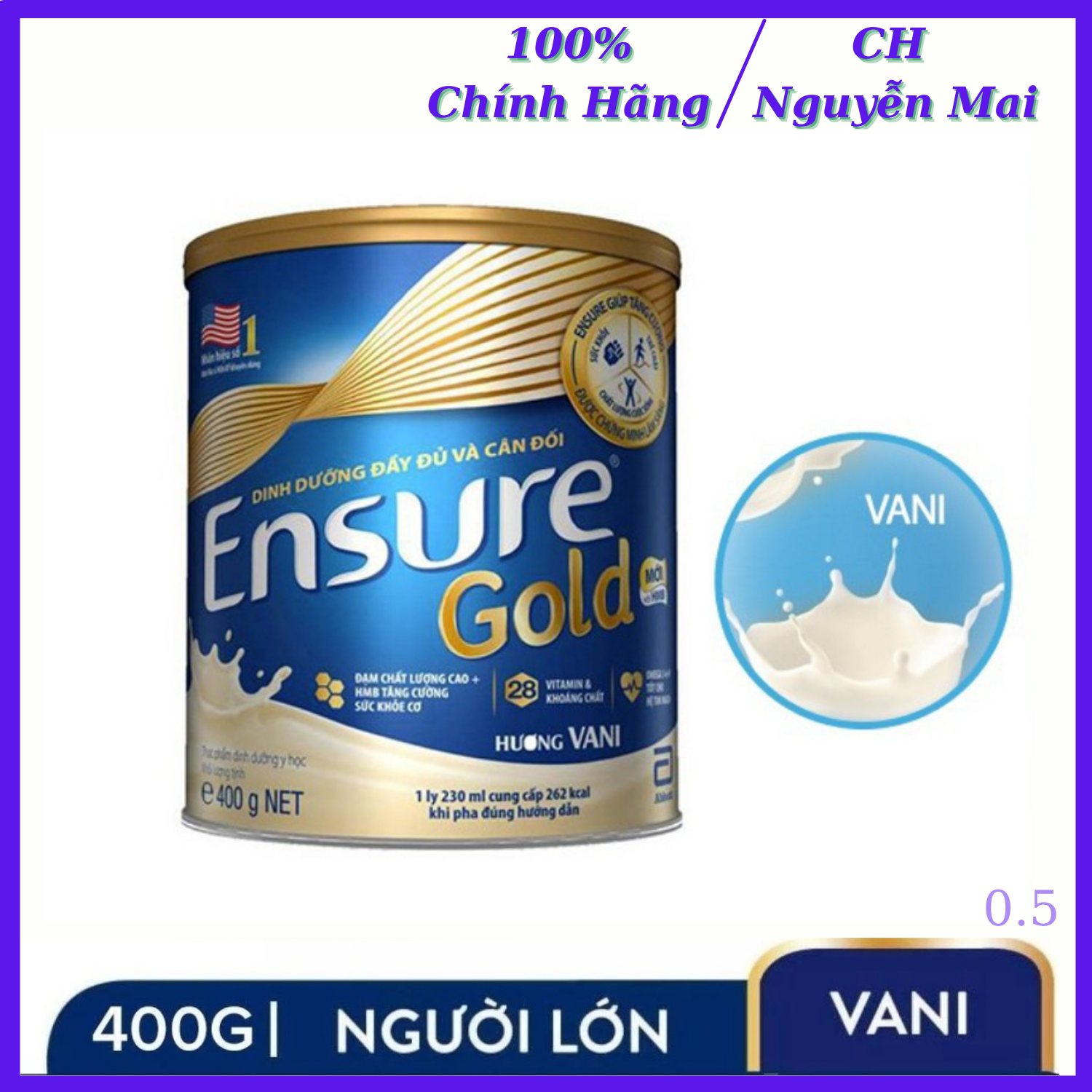 [Date Mới] Sữa Bột Ensure Gold 380g - Hương Vani