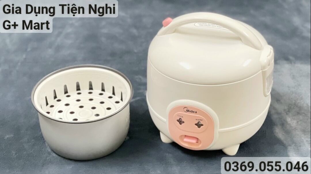Nồi cơm điện mini cao cấp midea mr-cm06sa 400w 0,6l bảo hành 12 tháng - giadungtiennghigmart